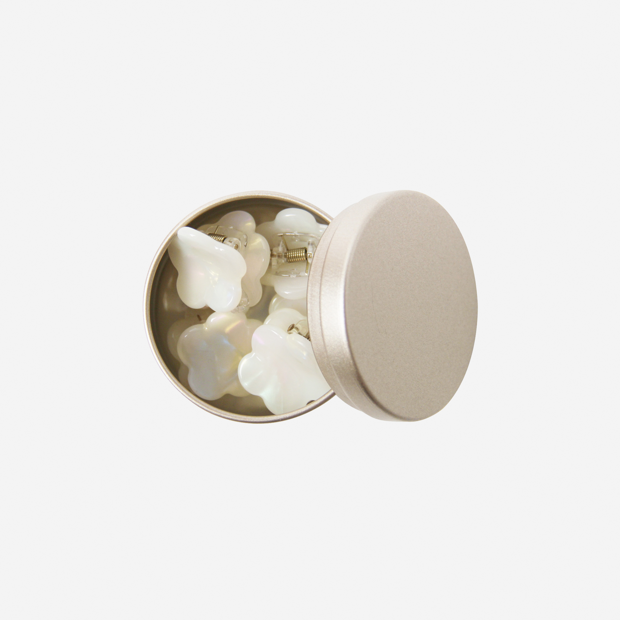 Set of 6 Flower Mini Hair Claws in a Gold Tin